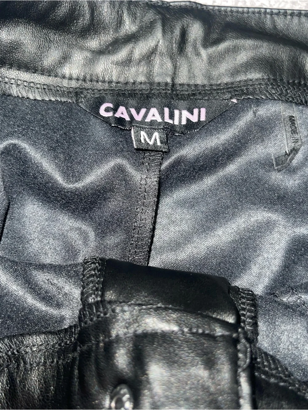 Cavalini Men's Black Faux Leather Straight-Leg Pants